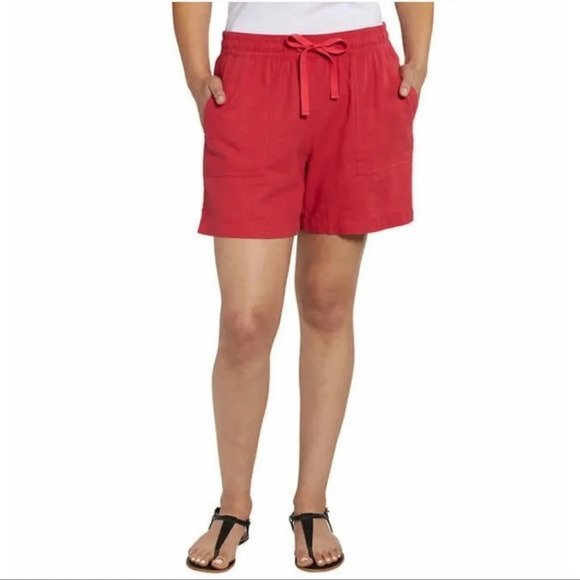 Nautica Ladies' Linen Blend Short 2 pair Pink and Green - Picture 5 of 12